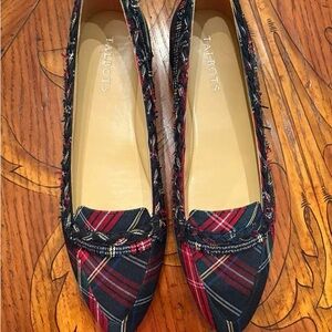 Talbots Plaid Pointed-Toe Loafers in Red and Navy